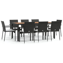 9-Delige Tuinset Poly Rattan Zwart 190 cm tafellengte