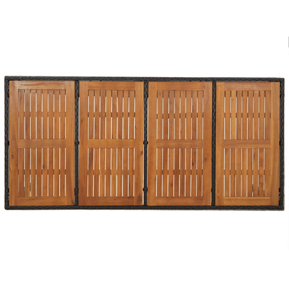 9-Delige Tuinset Poly Rattan Zwart 190 cm tafellengte