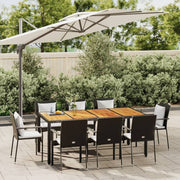 Tuinset poly rattan 9-delig zwart 190 cm tafel