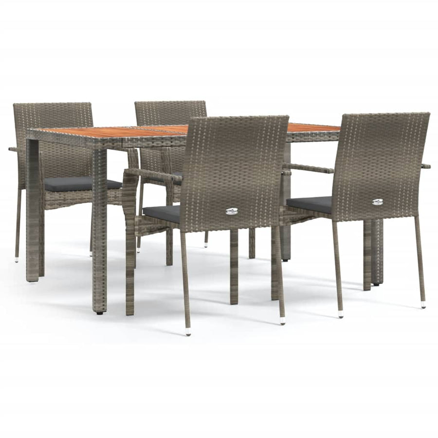 -Delige Tuinset Met Kussens Poly Rattan 5 150 cm tafellengte Grijs