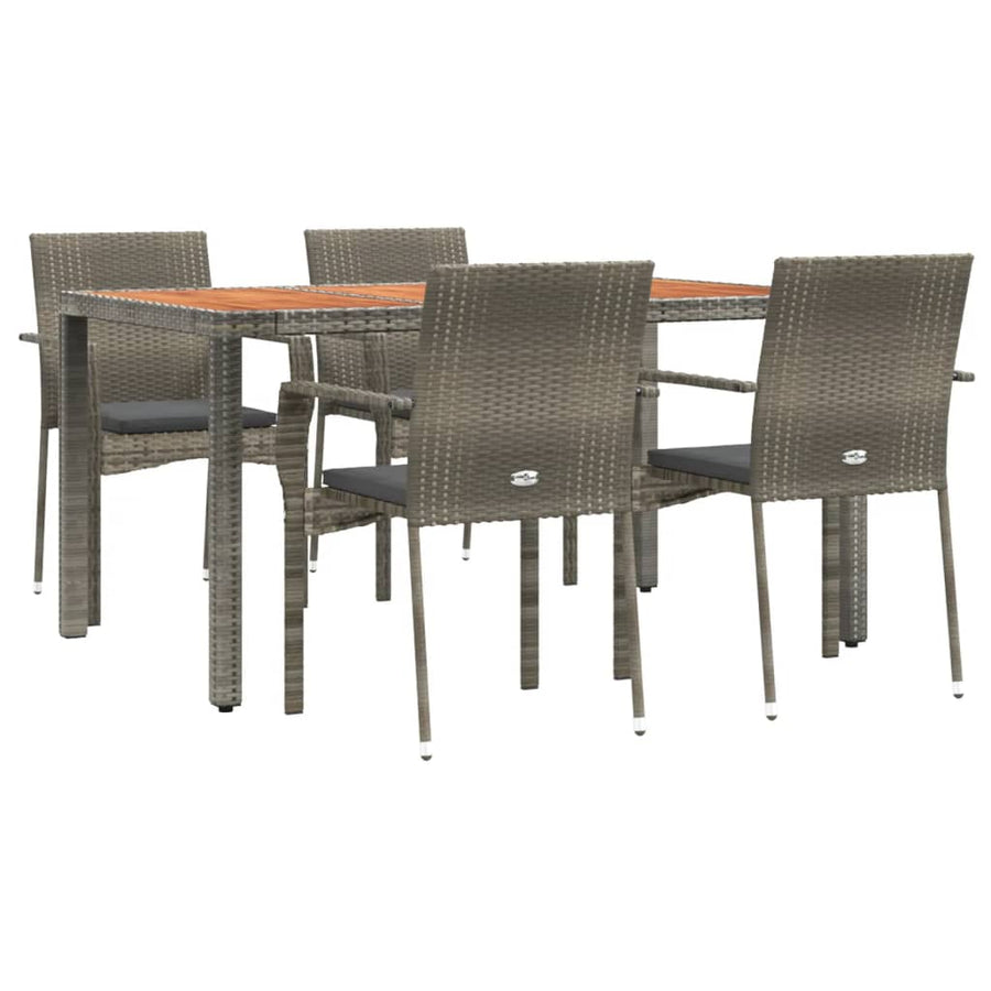 -Delige Tuinset Met Kussens Poly Rattan 5 150 cm tafellengte Grijs