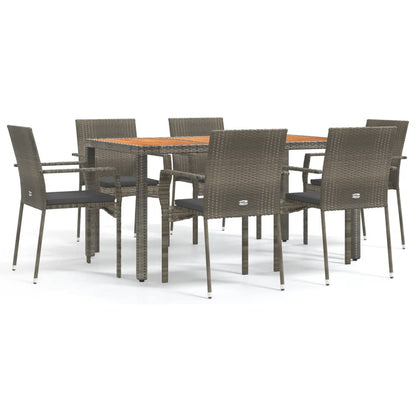 -Delige Tuinset Met Kussens Poly Rattan 7 150 cm tafellengte Grijs