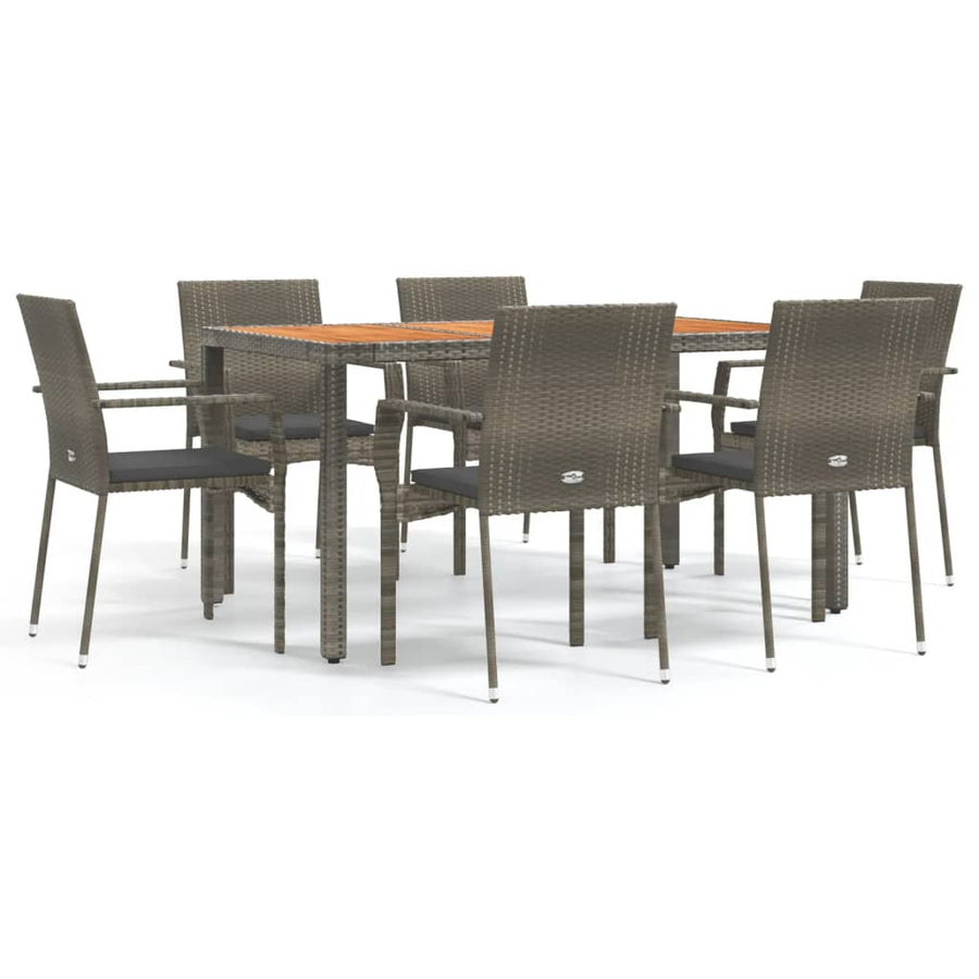 -Delige Tuinset Met Kussens Poly Rattan 7 150 cm tafellengte Grijs