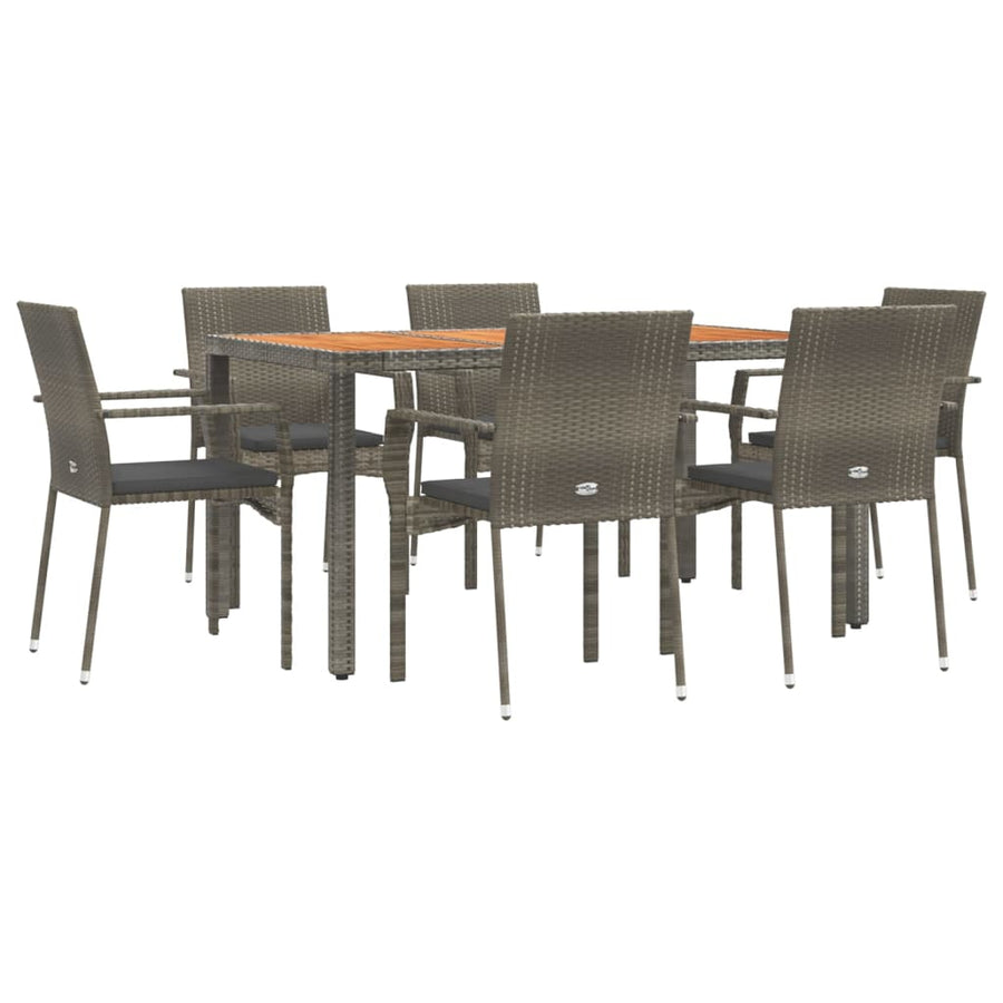 -Delige Tuinset Met Kussens Poly Rattan 7 150 cm tafellengte Grijs