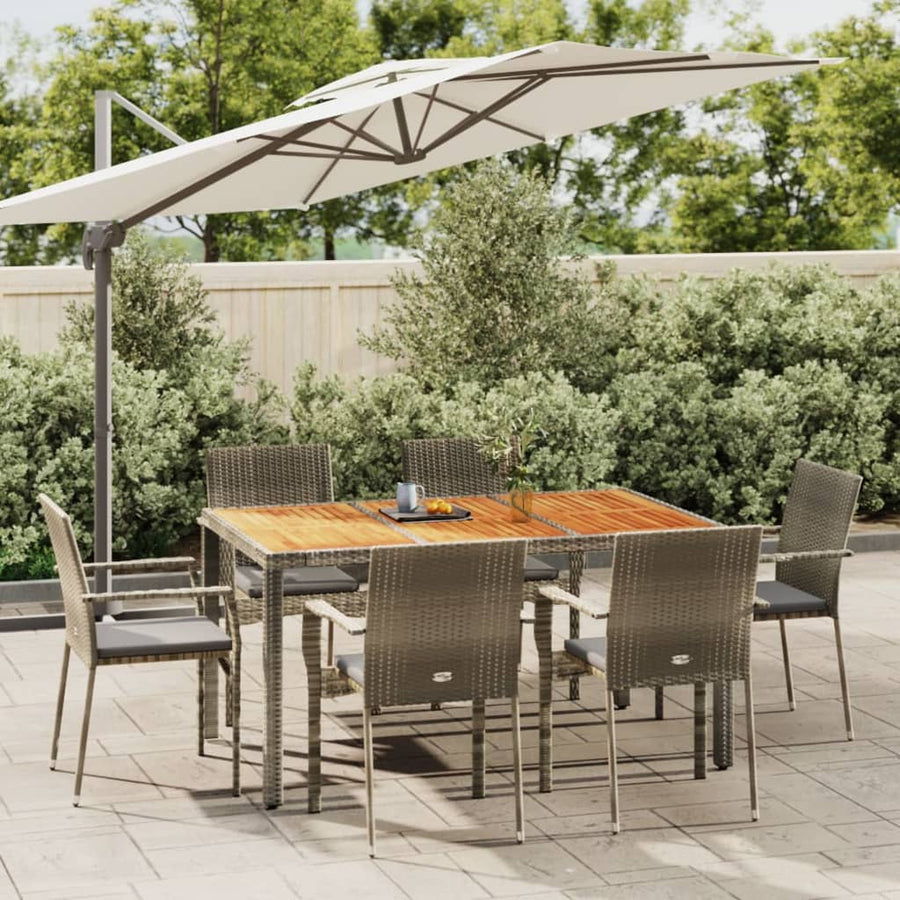 -Delige Tuinset Met Kussens Poly Rattan 7 150 cm tafellengte Grijs