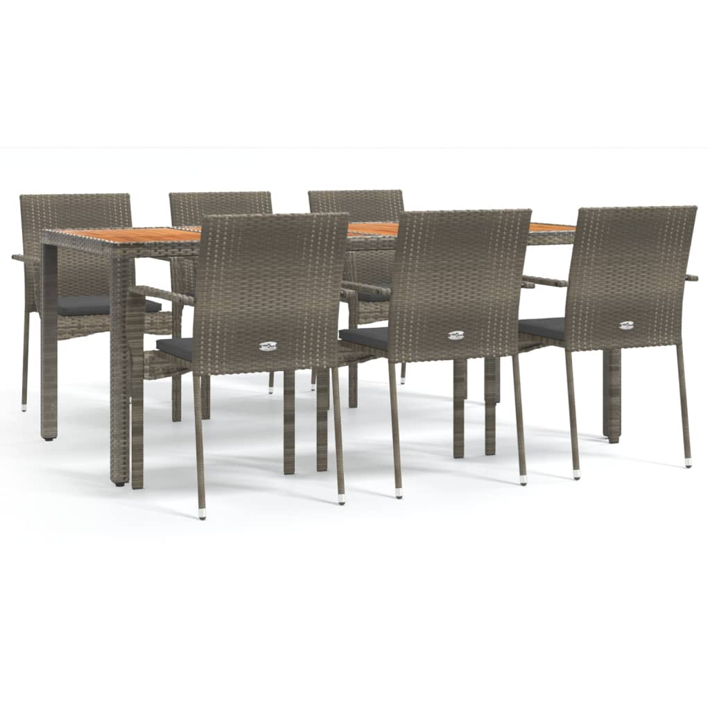 -Delige Tuinset Met Kussens Poly Rattan 7 190 cm tafellengte Grijs