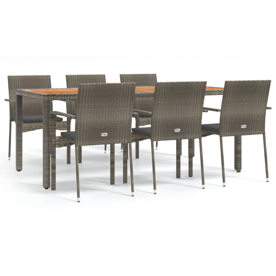 -Delige Tuinset Met Kussens Poly Rattan 7 190 cm tafellengte Grijs