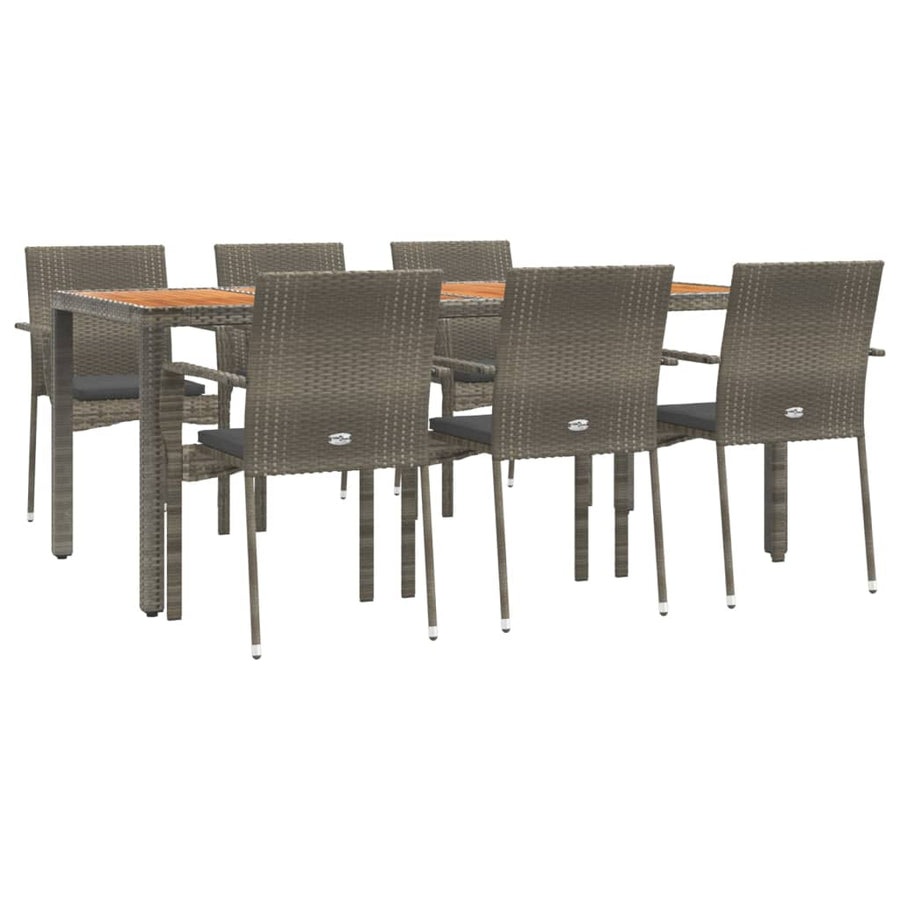 -Delige Tuinset Met Kussens Poly Rattan 7 190 cm tafellengte Grijs