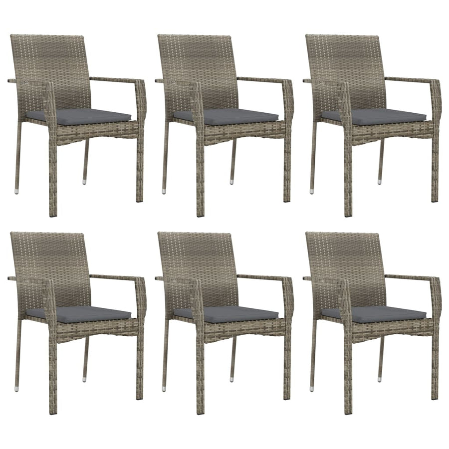 -Delige Tuinset Met Kussens Poly Rattan 7 190 cm tafellengte Grijs