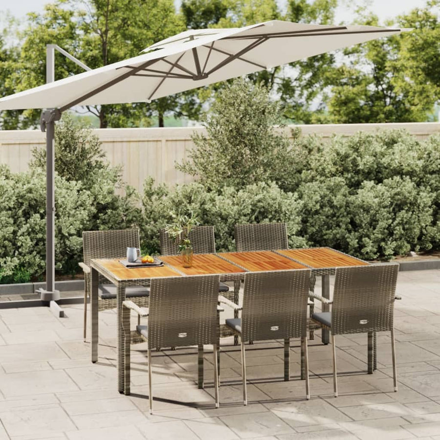 -Delige Tuinset Met Kussens Poly Rattan 7 190 cm tafellengte Grijs