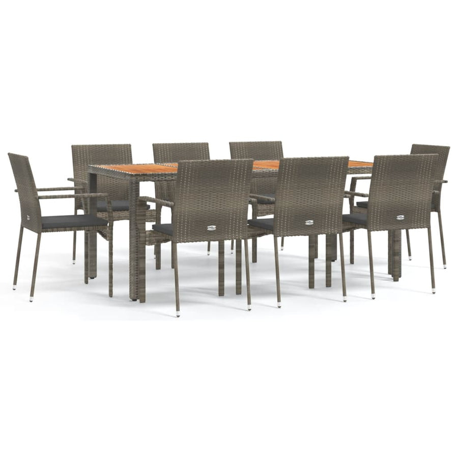 -Delige Tuinset Met Kussens Poly Rattan 9 190 cm tafellengte Grijs