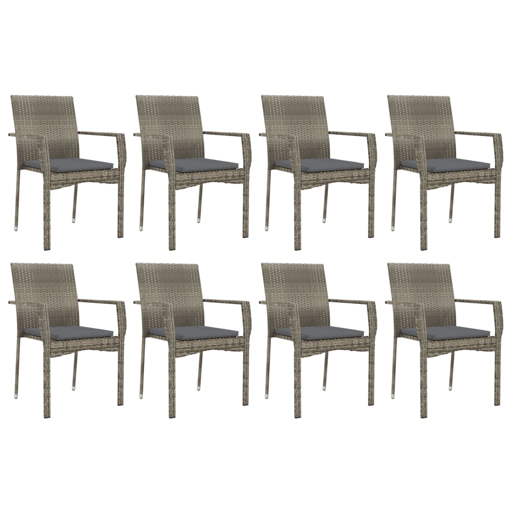 -Delige Tuinset Met Kussens Poly Rattan 9 190 cm tafellengte Grijs