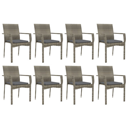 -Delige Tuinset Met Kussens Poly Rattan 9 190 cm tafellengte Grijs