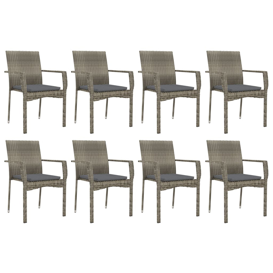 -Delige Tuinset Met Kussens Poly Rattan 9 190 cm tafellengte Grijs