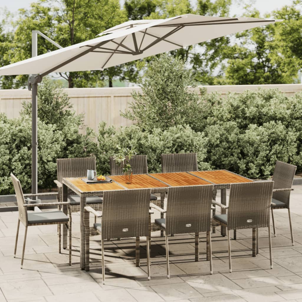 -Delige Tuinset Met Kussens Poly Rattan 9 190 cm tafellengte Grijs