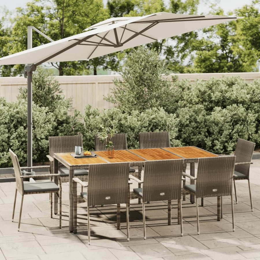 -Delige Tuinset Met Kussens Poly Rattan 9 190 cm tafellengte Grijs