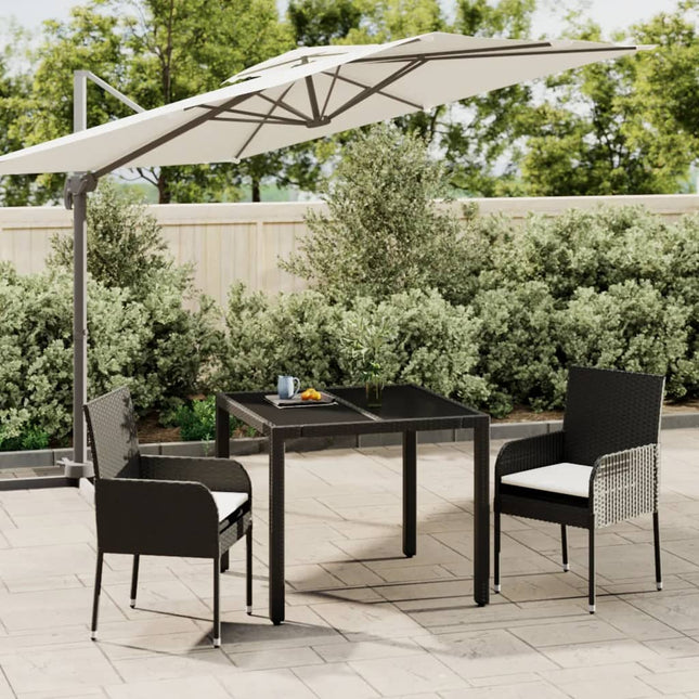 -Delige Tuinset Met Kussens Poly Rattan 3 90 cm tafellengte Zwart