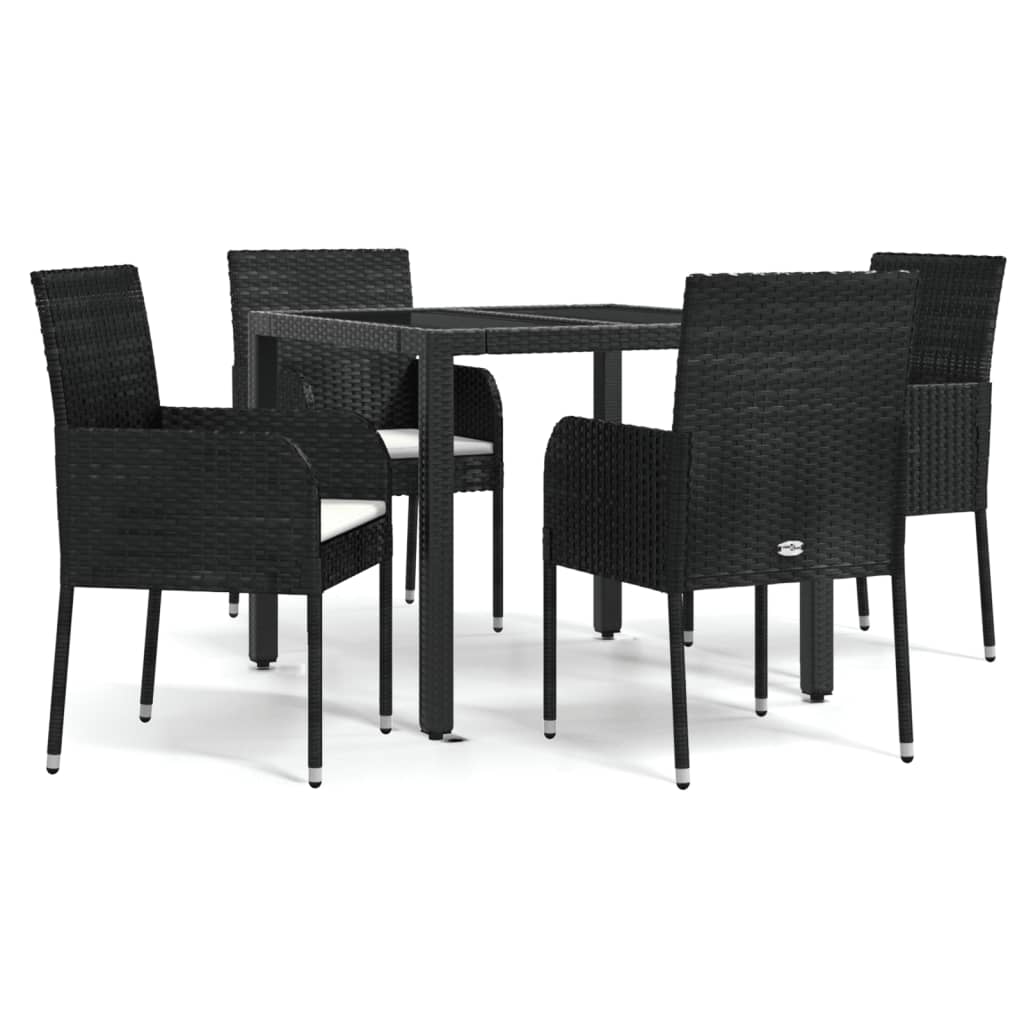 5-Delige Tuinset Met Kussens Poly Rattan 4 90 cm tafellengte Zwart