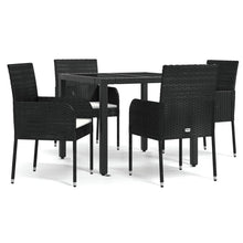 5-Delige Tuinset Met Kussens Poly Rattan 4 90 cm tafellengte Zwart