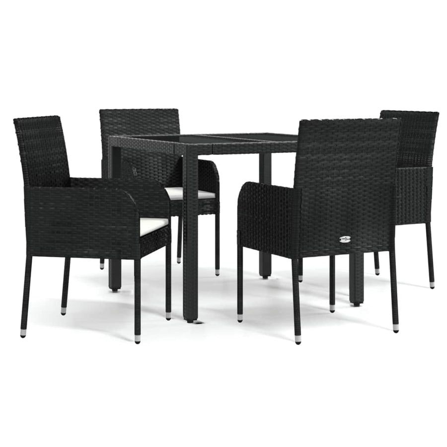 5-Delige Tuinset Met Kussens Poly Rattan 4 90 cm tafellengte Zwart
