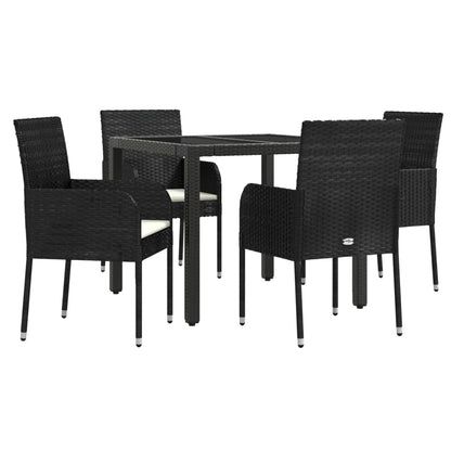 5-Delige Tuinset Met Kussens Poly Rattan 4 90 cm tafellengte Zwart