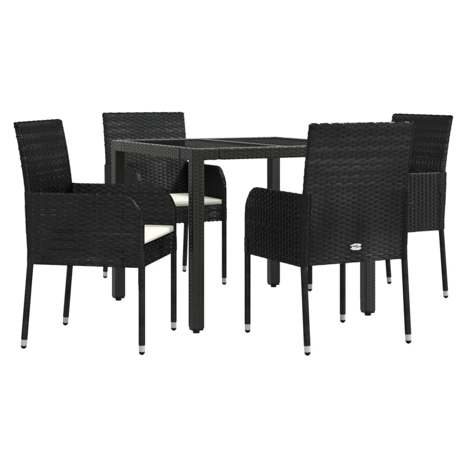 5-Delige Tuinset Met Kussens Poly Rattan 4 90 cm tafellengte Zwart