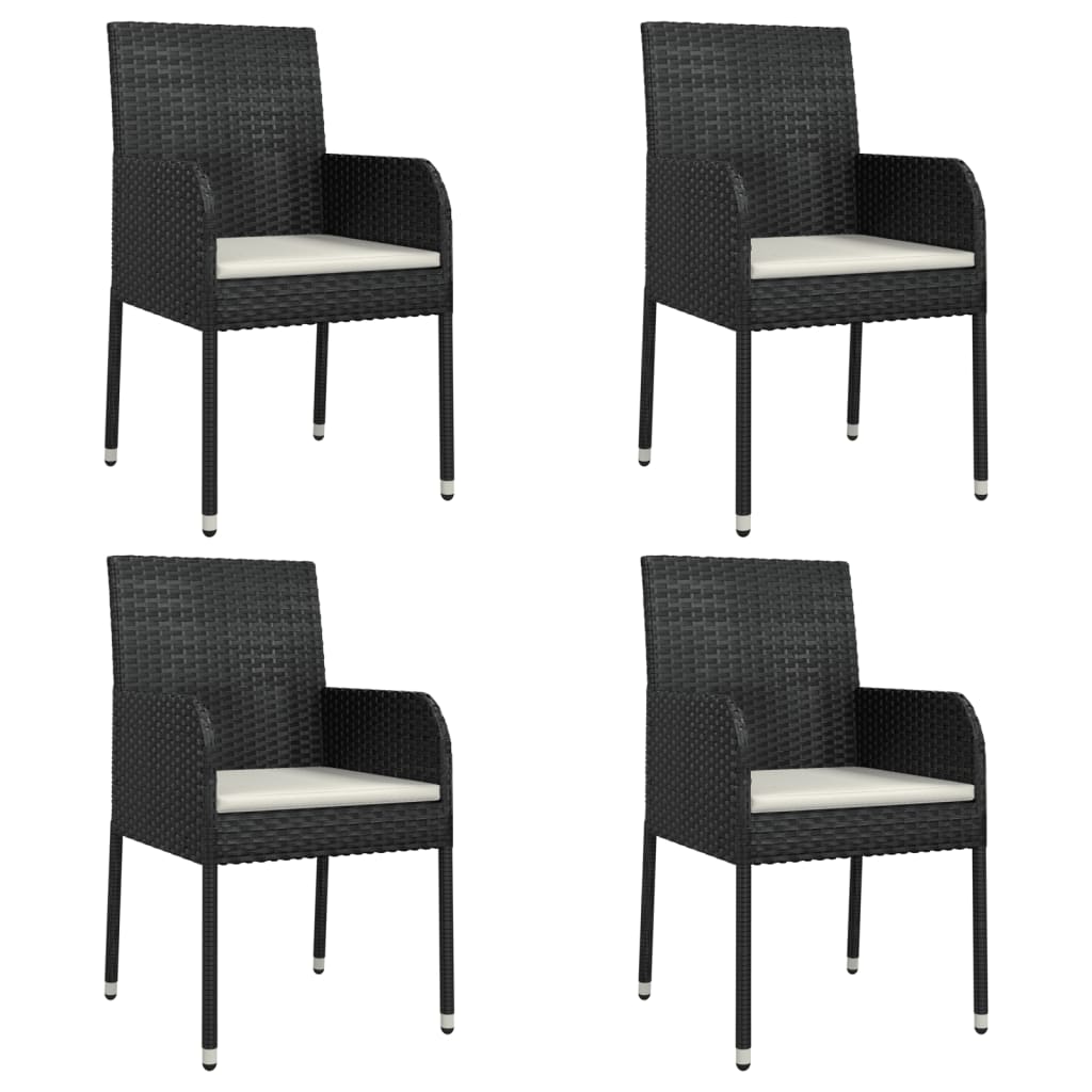 5-Delige Tuinset Met Kussens Poly Rattan 4 90 cm tafellengte Zwart