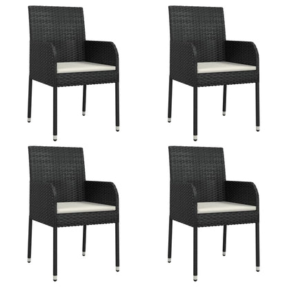 5-Delige Tuinset Met Kussens Poly Rattan 4 90 cm tafellengte Zwart