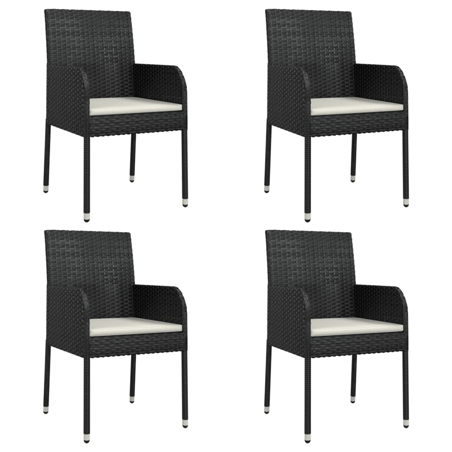 5-Delige Tuinset Met Kussens Poly Rattan 4 90 cm tafellengte Zwart