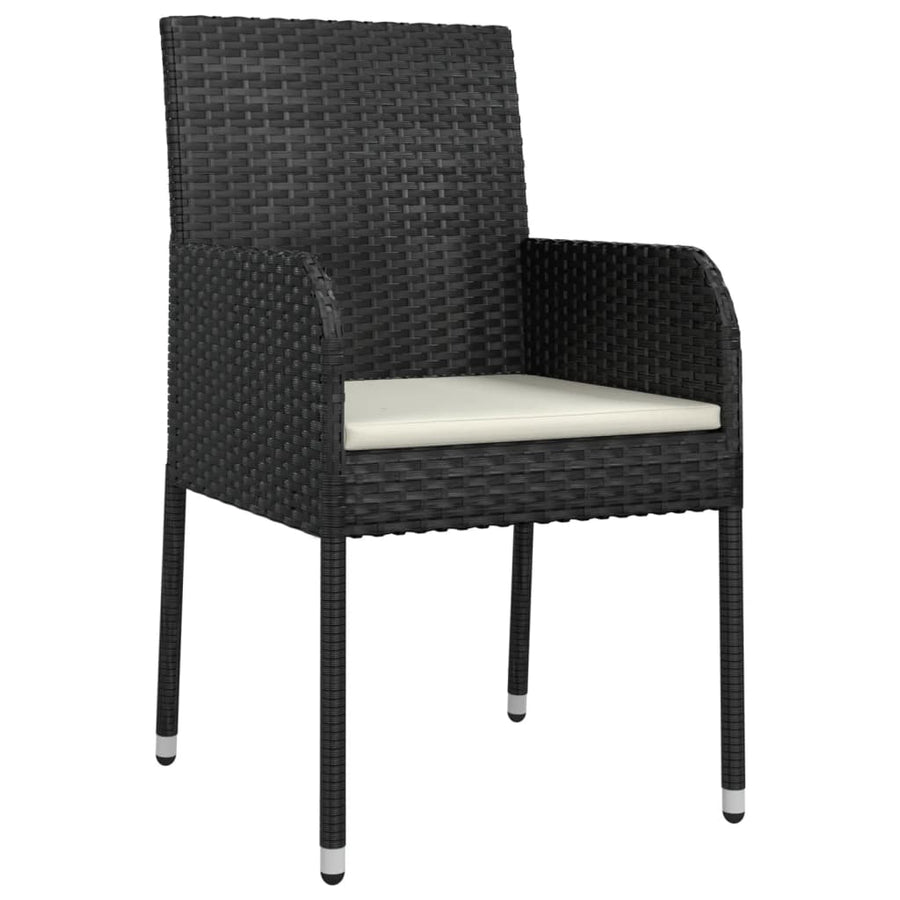 5-Delige Tuinset Met Kussens Poly Rattan 4 90 cm tafellengte Zwart