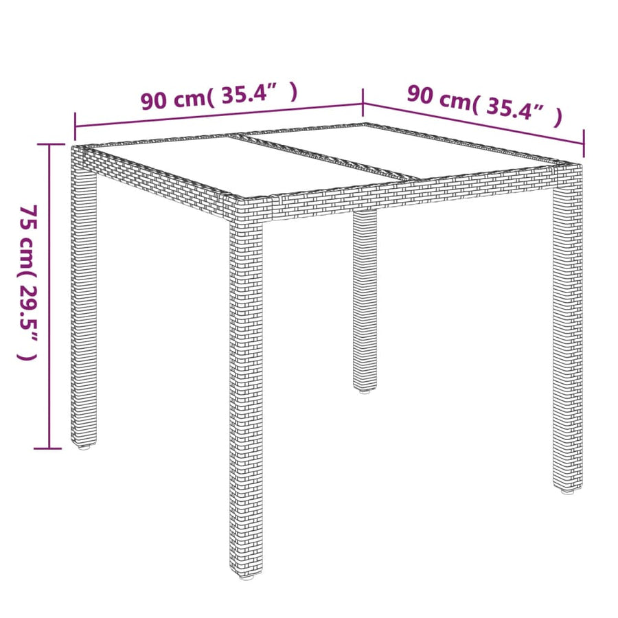 5-Delige Tuinset Met Kussens Poly Rattan 4 90 cm tafellengte Zwart
