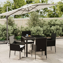 5-Delige Tuinset Met Kussens Poly Rattan 4 90 cm tafellengte Zwart