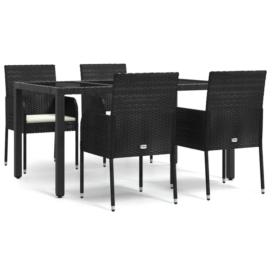 -Delige Tuinset Met Kussens Poly Rattan 5 150 cm tafellengte Zwart