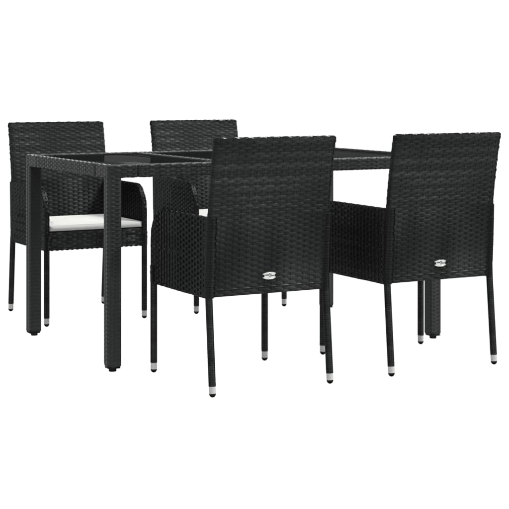 -Delige Tuinset Met Kussens Poly Rattan 5 150 cm tafellengte Zwart