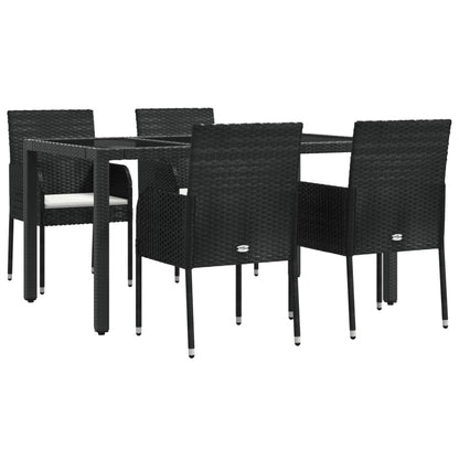 -Delige Tuinset Met Kussens Poly Rattan 5 150 cm tafellengte Zwart