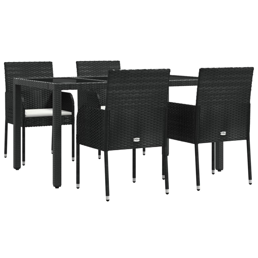 -Delige Tuinset Met Kussens Poly Rattan 5 150 cm tafellengte Zwart
