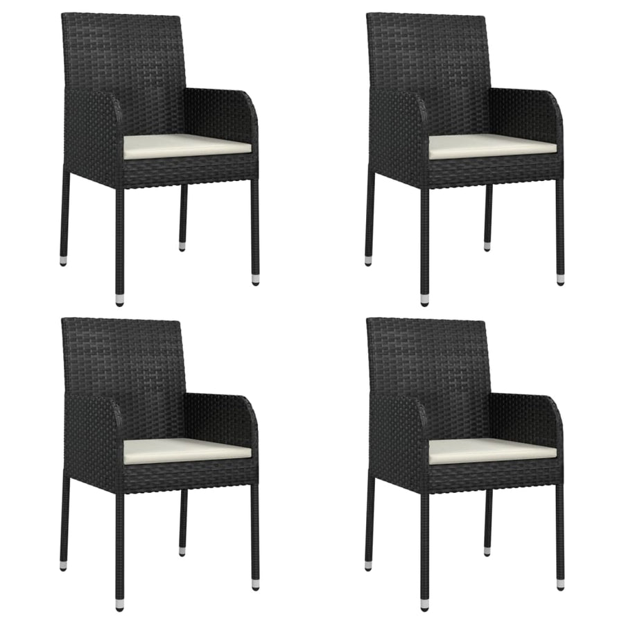 -Delige Tuinset Met Kussens Poly Rattan 5 150 cm tafellengte Zwart