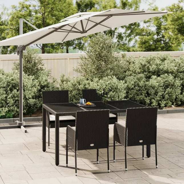 -Delige Tuinset Met Kussens Poly Rattan 5 150 cm tafellengte Zwart