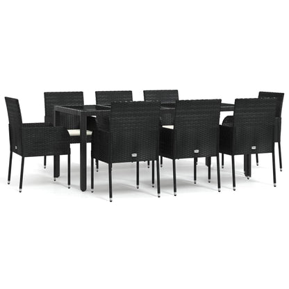 -Delige Tuinset Poly Rattan 9 190 cm tafellengte Zwart
