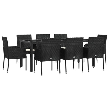 -Delige Tuinset Poly Rattan 9 190 cm tafellengte Zwart
