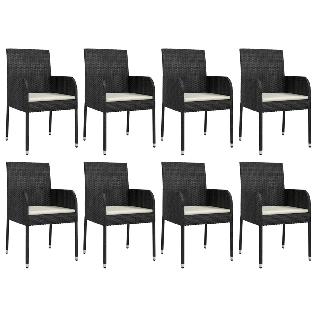 -Delige Tuinset Poly Rattan 9 190 cm tafellengte Zwart
