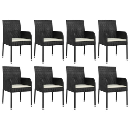 -Delige Tuinset Poly Rattan 9 190 cm tafellengte Zwart