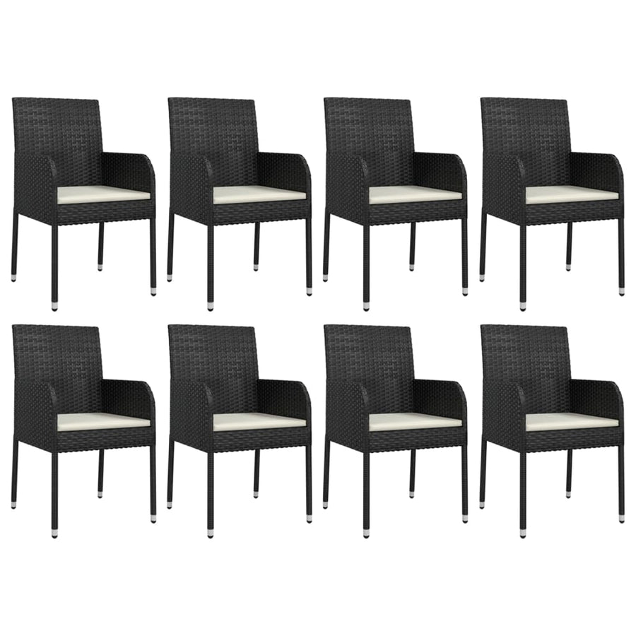 -Delige Tuinset Poly Rattan 9 190 cm tafellengte Zwart