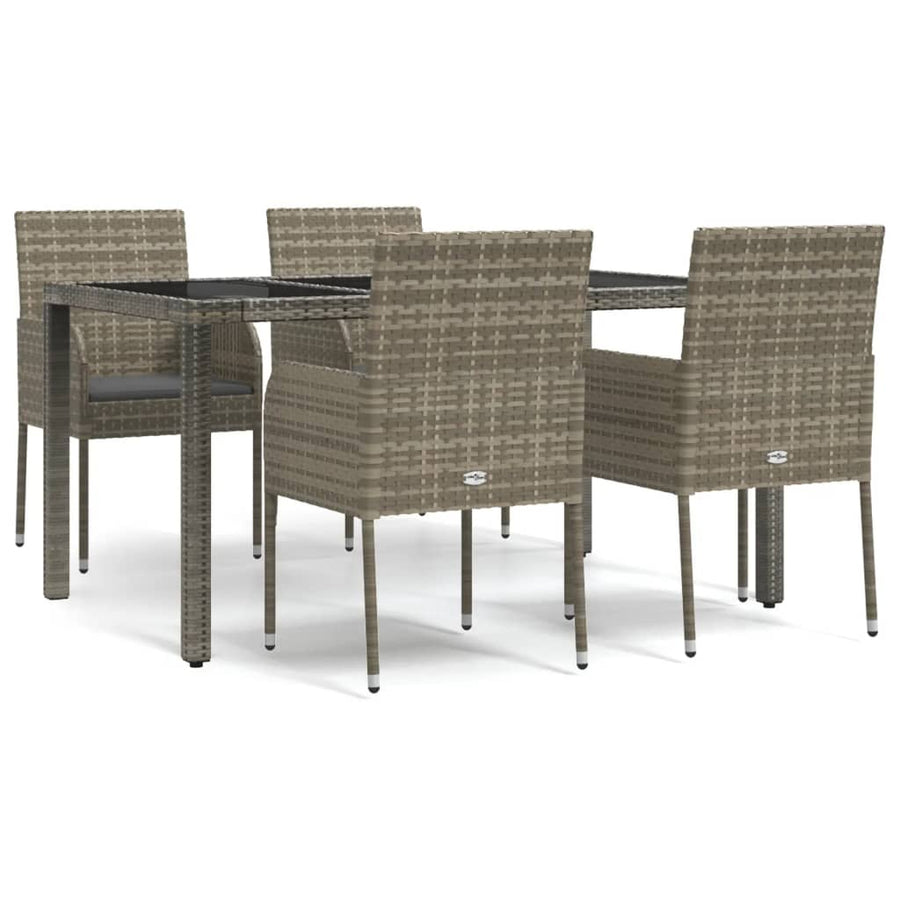 -Delige Tuinset Met Kussens Poly Rattan 5 150 cm tafellengte Grijs