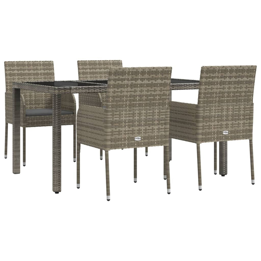 -Delige Tuinset Met Kussens Poly Rattan 5 150 cm tafellengte Grijs