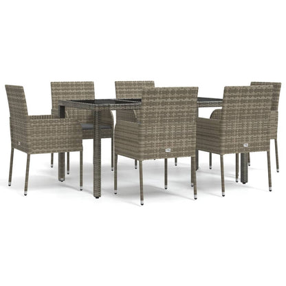 -Delige Tuinset Met Kussens Poly Rattan 7 150 cm tafellengte Grijs
