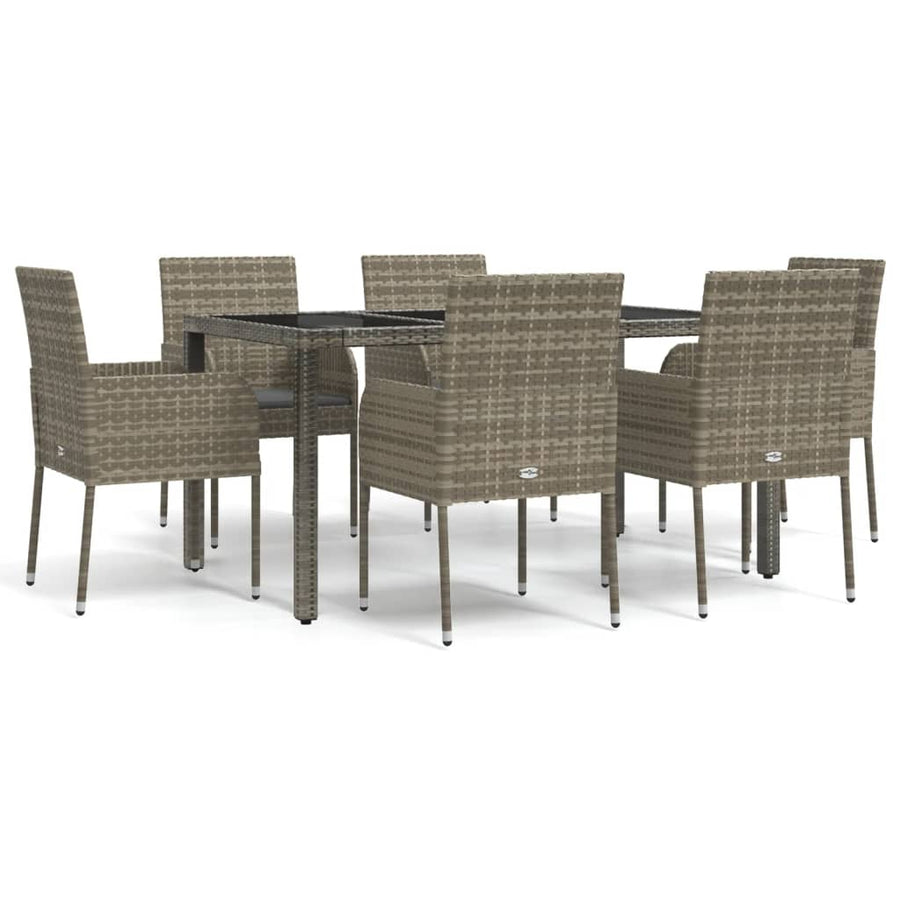 -Delige Tuinset Met Kussens Poly Rattan 7 150 cm tafellengte Grijs