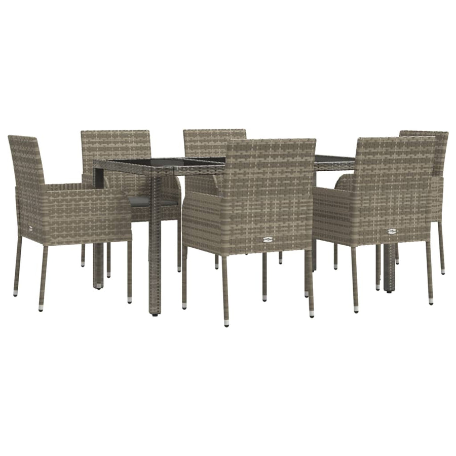 -Delige Tuinset Met Kussens Poly Rattan 7 150 cm tafellengte Grijs