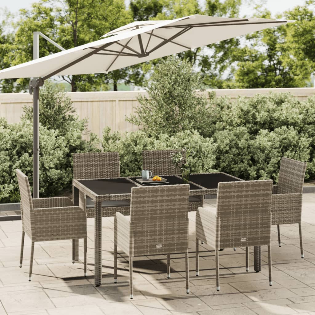 -Delige Tuinset Met Kussens Poly Rattan 7 150 cm tafellengte Grijs