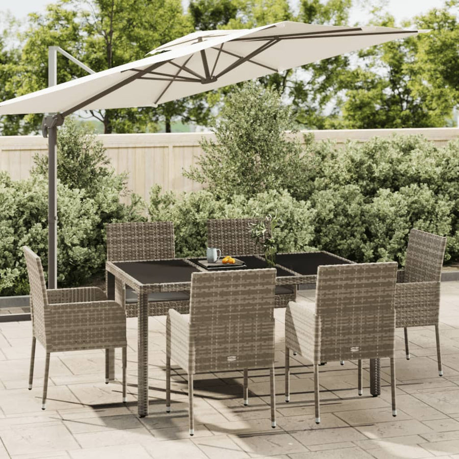 -Delige Tuinset Met Kussens Poly Rattan 7 150 cm tafellengte Grijs